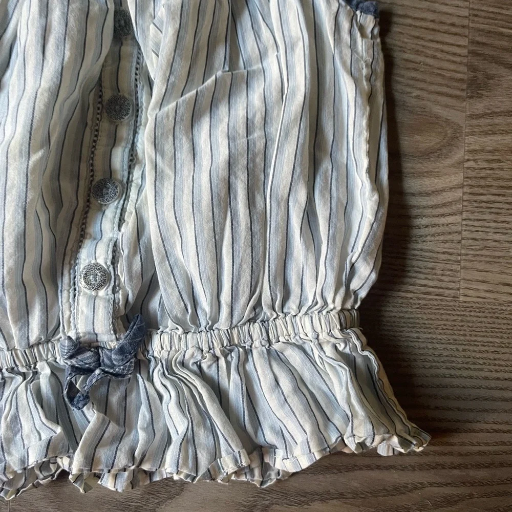 Ralph Lauren Striped Cotton Madras Top Peplum Cami Tie Shoulder Bows Size 18M